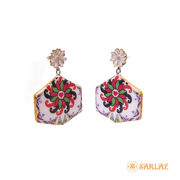 Hex design earrings — Pattern theme jewellery