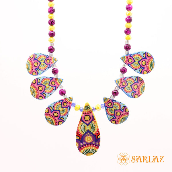 Pink Blue Narumi Necklace — Pattern theme jewellery