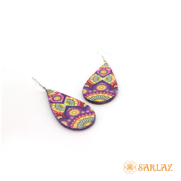 Pink Purple Parul earrings — Pattern theme jewellery