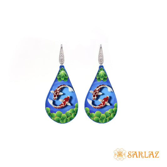 Placid Blue Koi Fish Earrings — Animal Theme Statement earrings