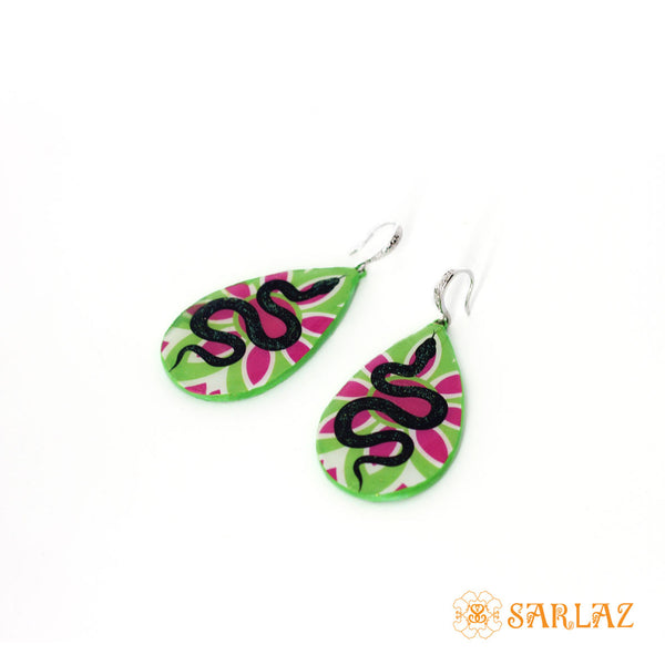 Pretty petal snake earrings — Animal Theme Statement earrings — Heart to heart