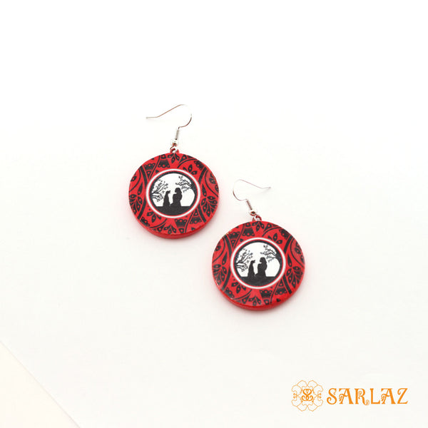 Red Nobuko dog earrings — Dog lovers Statement earrings — Dog Art