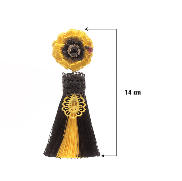 Sassy Yellow Flower Statement Earrings — Tassel Earring