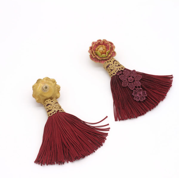 Lailani Flower Statement Earrings — Shimmer Tassel Earrings