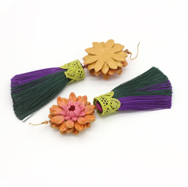 Aiyana Flower Statement Earrings — Tassel Earrings