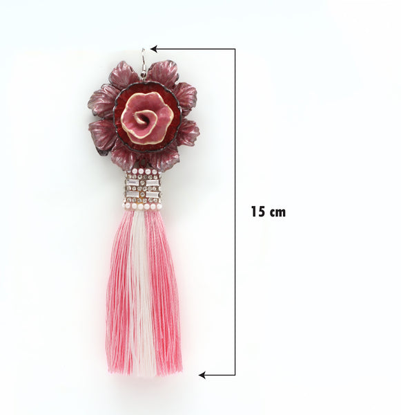 Ilaria Flower Statement Earrings — Tassel Earrings — Bold earrings