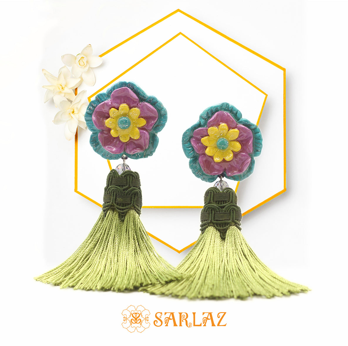 Vibrant Flower Statement Earrings-Tassel Earrings