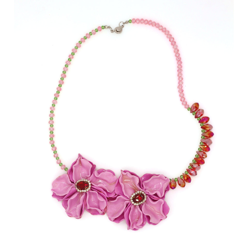 Buy Colourful Statement Necklace, Hand Embroidered Jewelry With Purple  Pansies & Magenta, Pink and Gold Felt and Fabric Flowers Online in India -  Etsy