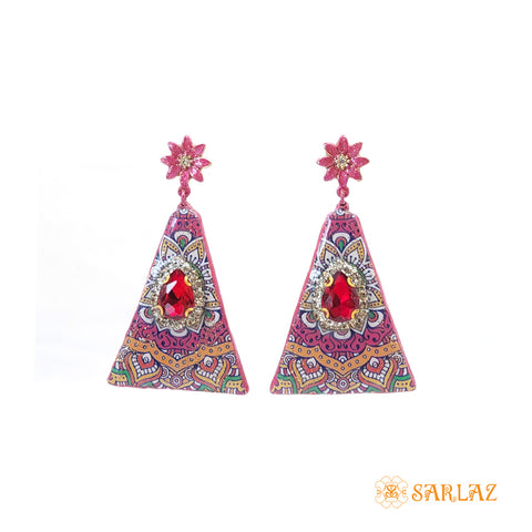 Triangle Boho Fuchsia earrings — Pattern theme jewellery
