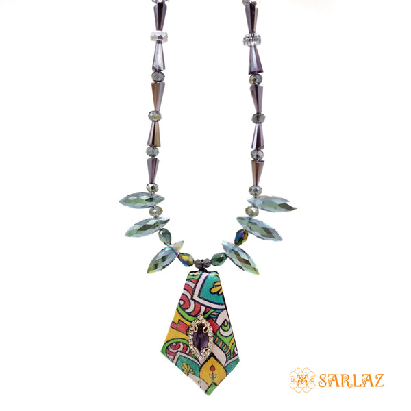 Abstract Funky Line Pendant Necklace for Ethnic Wear — Pattern theme jewellery