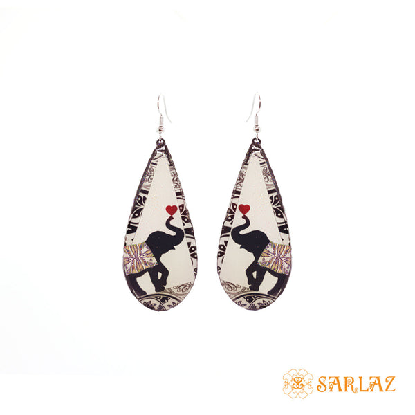 Elephant Love Mrinal earrings — Animal Theme Statement earrings — Heart to heart
