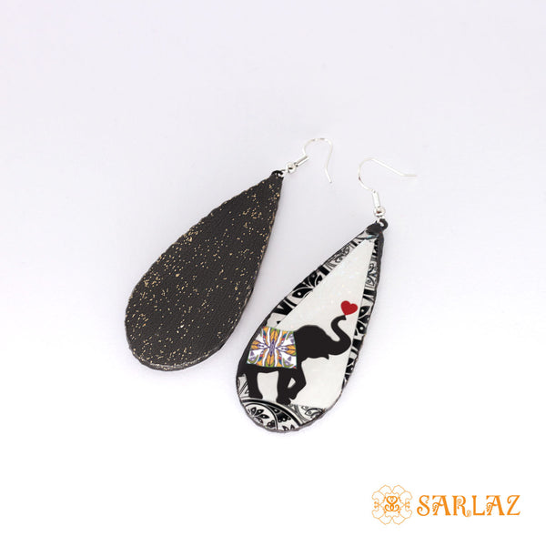Elephant Love Mrinal earrings — Animal Theme Statement earrings — Heart to heart