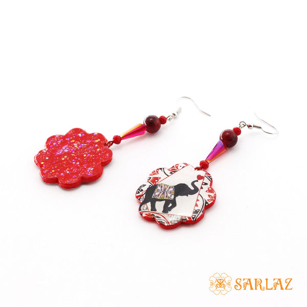 Elephant love - drop earrings — Animal Theme Statement earrings — Heart to heart