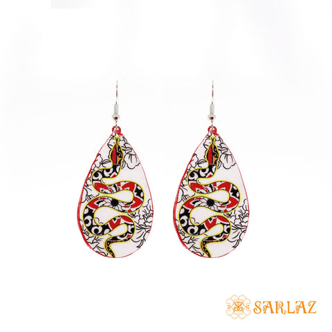 Floral Design Snake Earrings — Animal Theme Statement earrings — Heart to heart