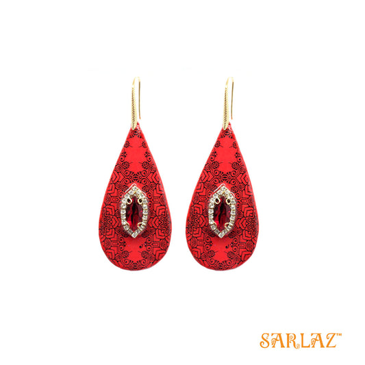 Jia Yi Red and Black elegant teardrop earrings — Pattern theme jewellery