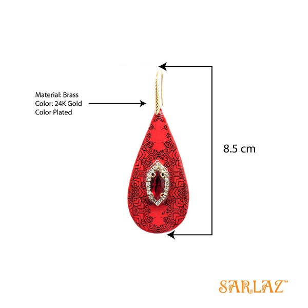 Jia Yi Red and Black elegant teardrop earrings — Pattern theme jewellery