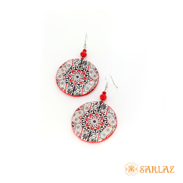 Red Aditi circle earrings — Pattern theme jewellery