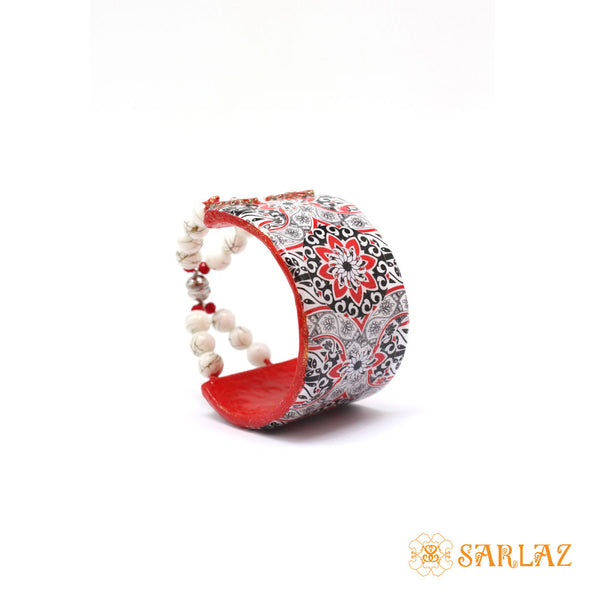 Red Aditi cuff — Pattern theme jewellery