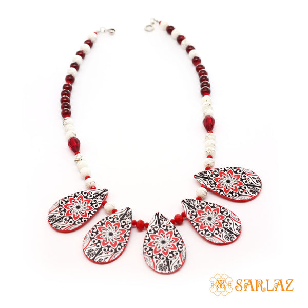 Red combi Aditi necklace — Pattern theme jewellery