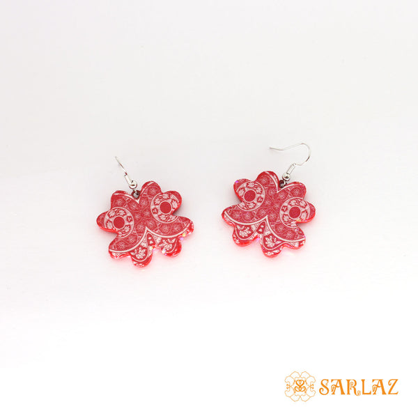 Red Abstract Dragon Face earrings — Pattern theme jewellery