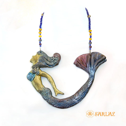 Rising Mermaid Necklace -  Ocean Necklace - Mermaid Statement Necklace