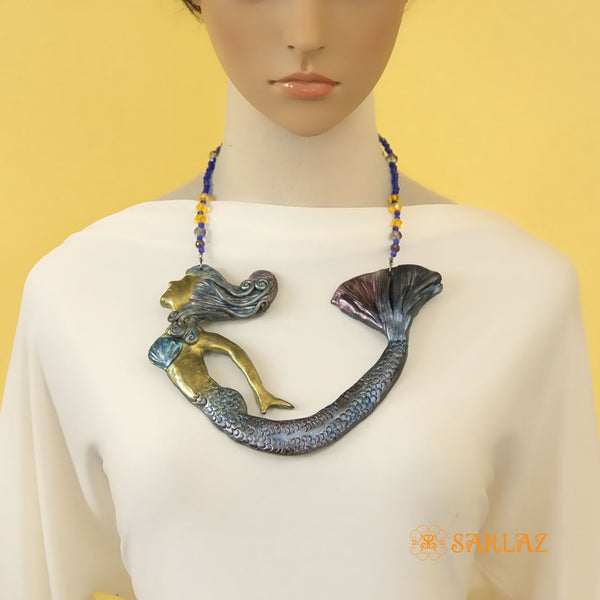 Rising Mermaid Necklace -  Ocean Necklace - Mermaid Statement Necklace